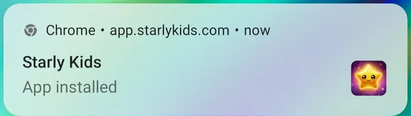 Notifikasi Chrome: Starly Kids, App installed